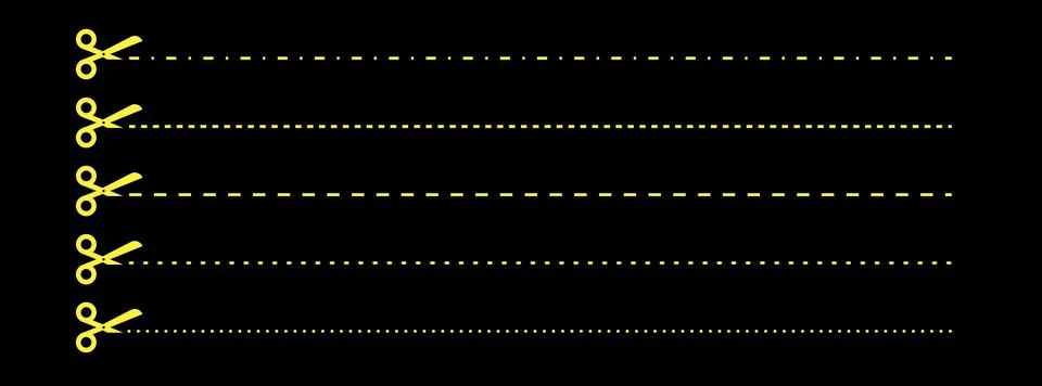 Set of scissors with cut lines. Vector collection of horizontal dashed stro.. 스톡 일러스트