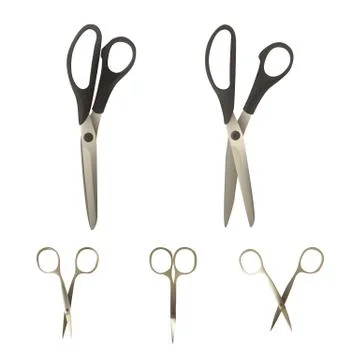 A set of scissors of different types. Stock Illustration