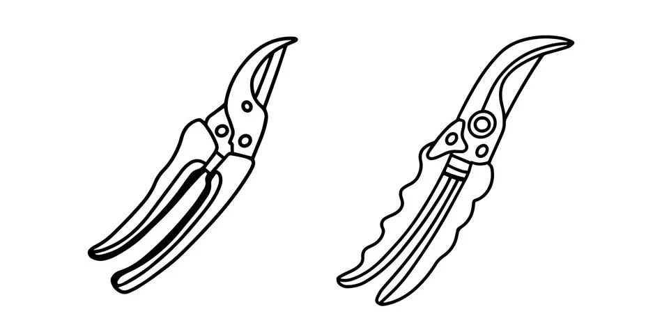 Set of scissors-secateurs,Garden tools for working Stock Illustration