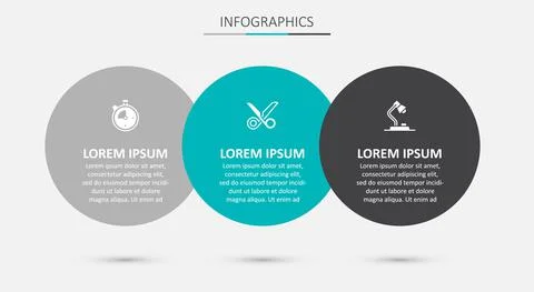Set Scissors, Stopwatch and Table lamp. Business infographic template. Vector Stock Illustration