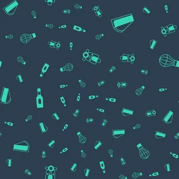 Set Scooter, Cherry cheesecake slice, Champagne bottle and Hot air balloon on Illustrazione stock