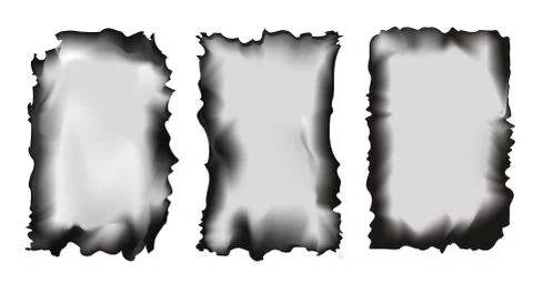 Set of scorched papers on a transparent background, isolated vector illustrat Stock Illustration