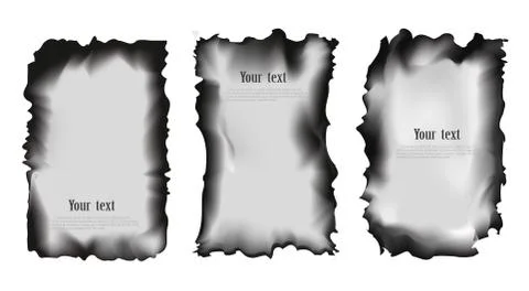 Set of scorched papers on a transparent background, isolated vector illustrat Stock Illustration