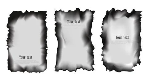 Set of scorched papers on a transparent background, isolated vector illustration Stock-Illustration