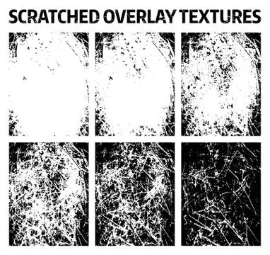 Set of scratched overlay grunge background textures 스톡 일러스트
