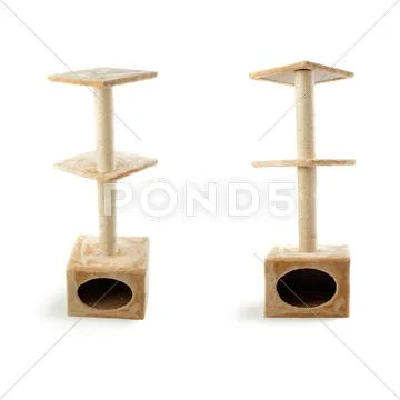 Set of Scratching post over isolated white background Stock Photos