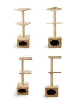 Set of Scratching post over isolated white background Stock Photos