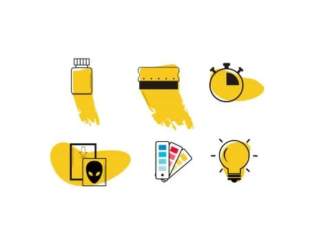 Set Screen Printing Flat Icon on white background in vector illustration Stock Illustration