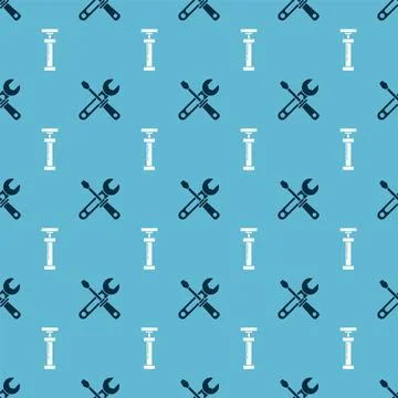 Set Screwdriver and wrench tools and Car air pump on seamless pattern. Vector Stock Illustration
