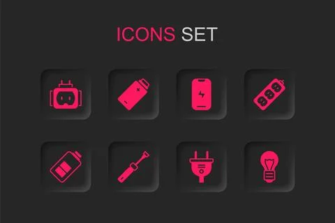Set Screwdriver, Battery charge, Tee plug electric, Electric, extension, Cr.. 스톡 일러스트