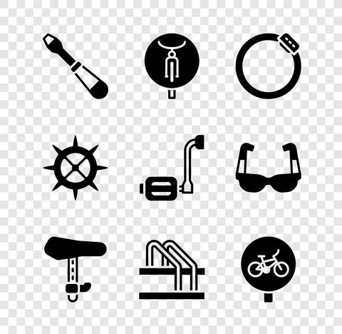 Set Screwdriver, Bicycle, brake disc, seat, parking, sprocket crank and pedal Stock Illustration