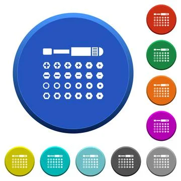 Set of screwdriver bits beveled buttons Stock Illustration