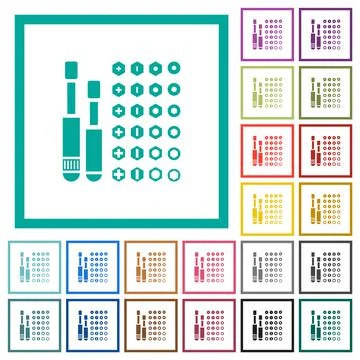 Set of screwdriver bits flat color icons with quadrant frames Stockillustratie