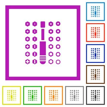 Set of screwdriver bits flat framed icons Illustrazione stock