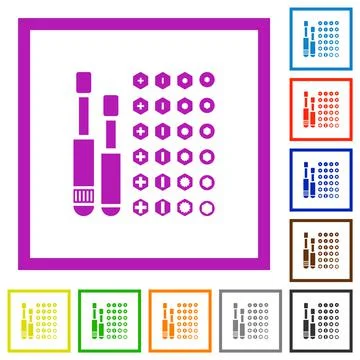 Set of screwdriver bits flat framed icons Illustrazione stock