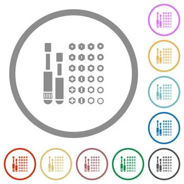 Set of screwdriver bits flat icons with outlines Stock Illustration