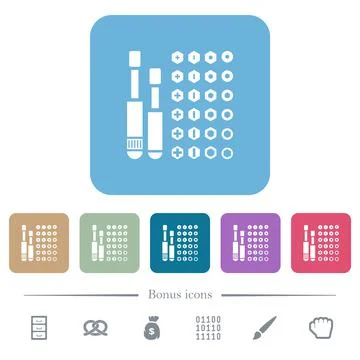 Set of screwdriver bits flat icons on color rounded square backgrounds Stock Illustration