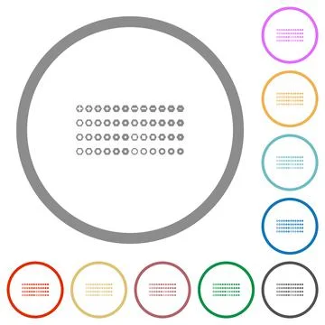Set of screwdriver bits flat icons with outlines Stock Illustration