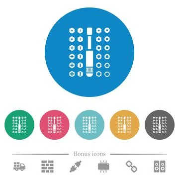 Set of screwdriver bits flat round icons Stock Illustration