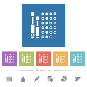 Set of screwdriver bits flat white icons in square backgrounds Stock Illustration
