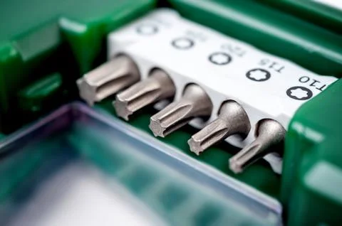 A set of screwdriver bits Stock Photos
