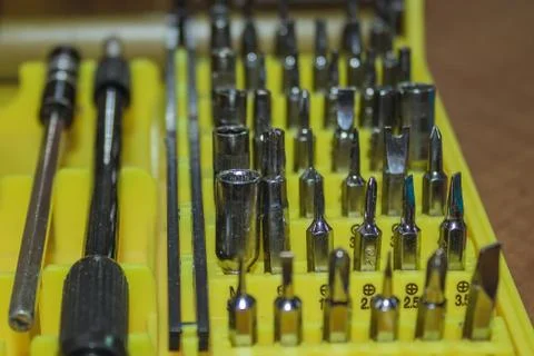 A set of screwdriver bits. Foto stock