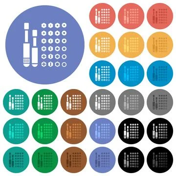 Set of screwdriver bits round flat multi colored icons Stock Illustration