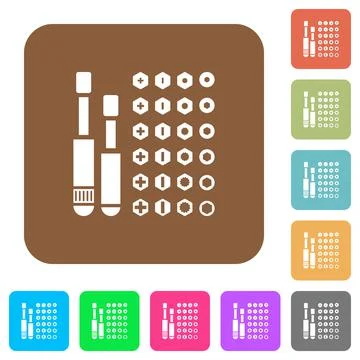 Set of screwdriver bits rounded square flat icons Stock Illustration