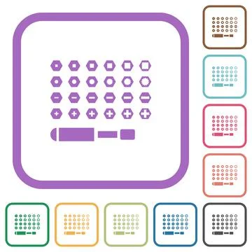 Set of screwdriver bits simple icons Stock Illustration