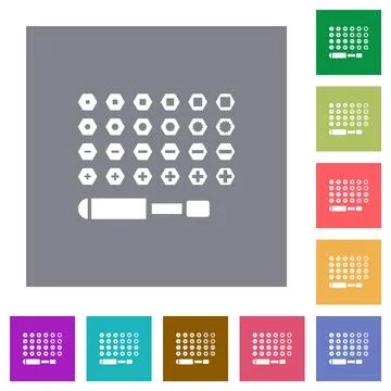 Set of screwdriver bits square flat icons Stock Illustration
