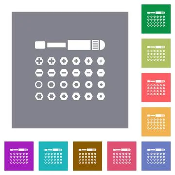 Set of screwdriver bits square flat icons Stock Illustration