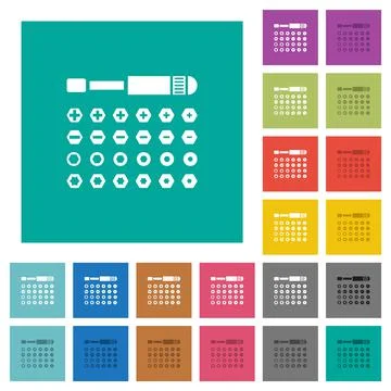 Set of screwdriver bits square flat multi colored icons Stock Illustration