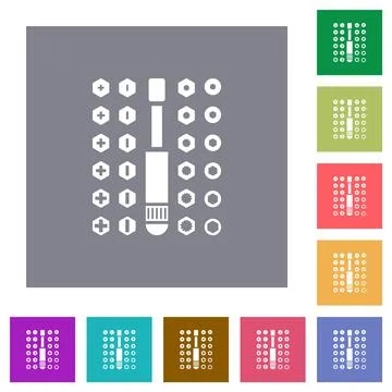 Set of screwdriver bits square flat icons Stock Illustration