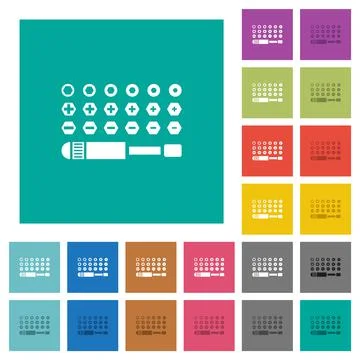 Set of screwdriver bits square flat multi colored icons Stock Illustration
