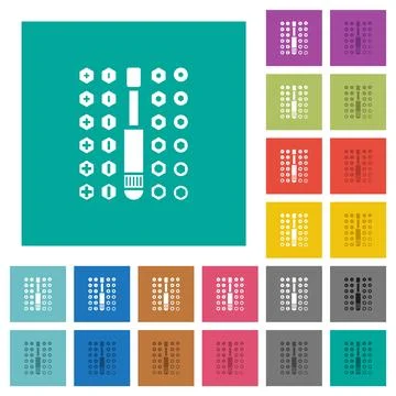 Set of screwdriver bits square flat multi colored icons Stock Illustration
