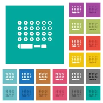 Set of screwdriver bits square flat multi colored icons Stock Illustration