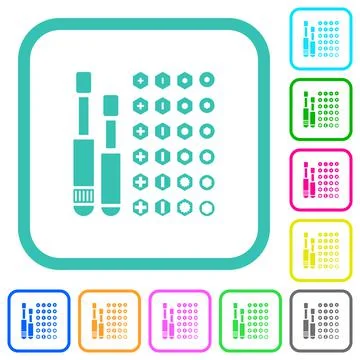 Set of screwdriver bits vivid colored flat icons Stock Illustration