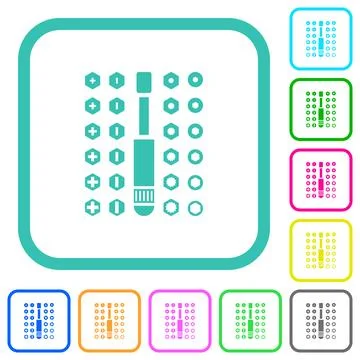 Set of screwdriver bits vivid colored flat icons Stock Illustration