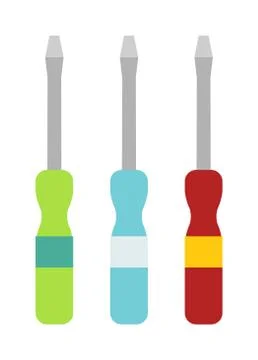 Set of screwdriver hand tool worker instruments flat cartoon vector 스톡 일러스트