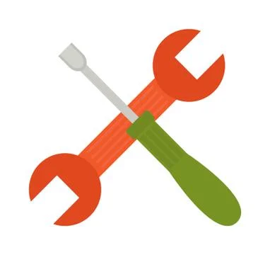 Set of screwdriver hand tool worker instruments flat cartoon vector Stock Illustration