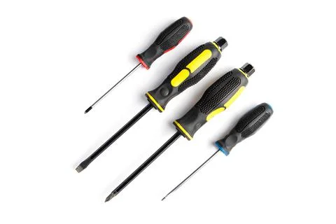 Set of screwdrivers on a white background. Tools for repair. Stock Photos