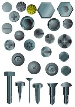 Set of screws and nails Illustrazione stock