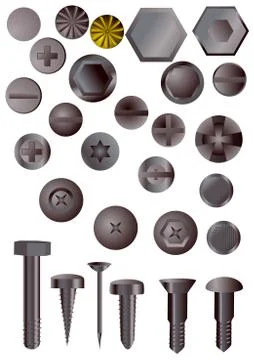 Set of screws and nails Stock Illustration