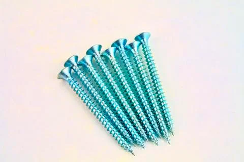 Set of screws for construction on a white background, metal screw, iron screw Stock-Fotos