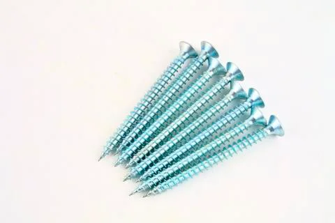 Set of screws for construction on a white background, metal screw, iron screw Stock-Fotos