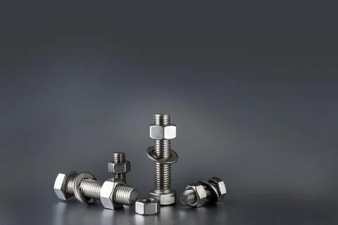 Set of screws of different types, allen, grade 5, car screw Stock Photos