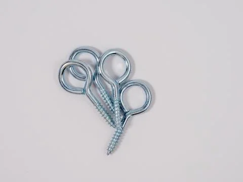 Set of screws with a hook on a white background. Stock Photos