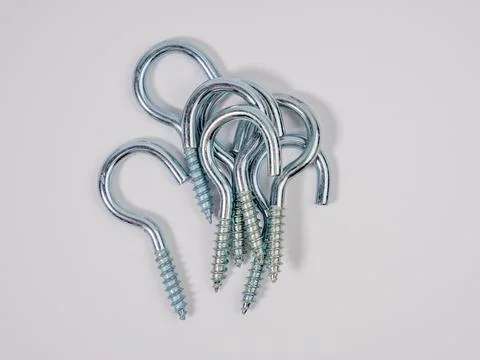 Set of screws with a hook on a white background. Stock Photos