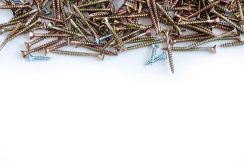 Set of screws over a white background Stock Photos