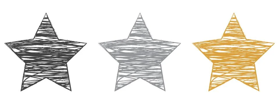 Set of scribble Christmas Stars. Vector illustration. Illustrazione stock